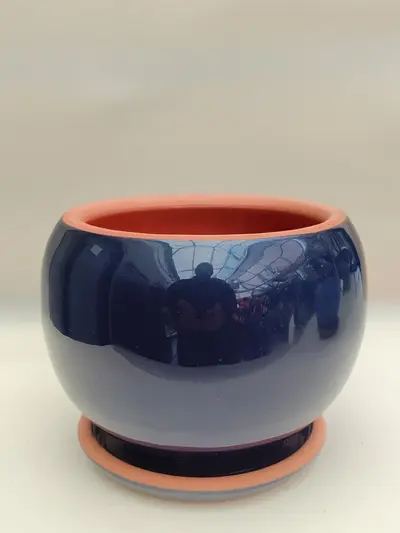 Lacivert Sırlı No 1 Model 2 Ø14cm -  Saksilar - Lalezar Botanik